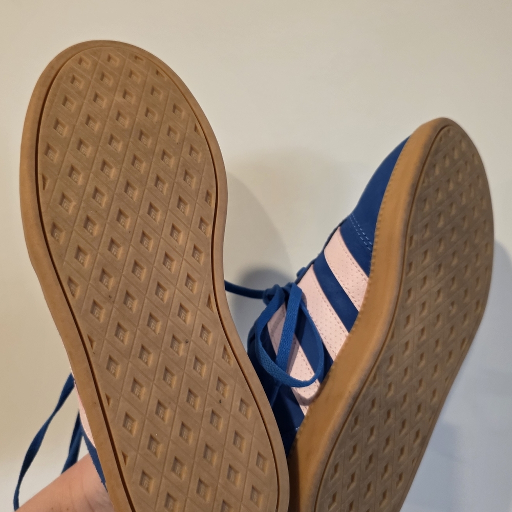 Adidas Cloudfoam Plus Suede 3 Stripe Sneakers Womens 6 Blue - Picture 4 of 8